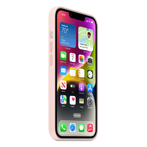 Apple iPhone 14 silikoninis dėklas su MagSafe Chalk Pink 3 img.