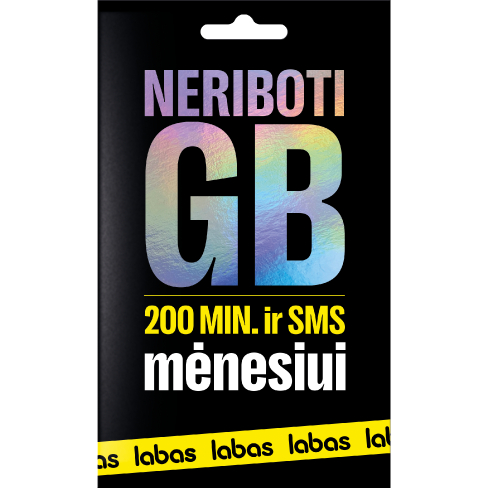 LABAS pakuotė NERIBOTI GB + 200 MIN. + 200 SMS 1 img.