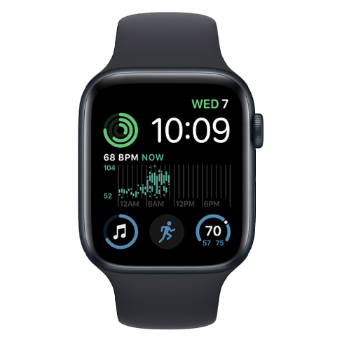 Apple Watch SE (2022) GPS 44mmAluminium Case išmanusis laikrodis Midnight 1 img.