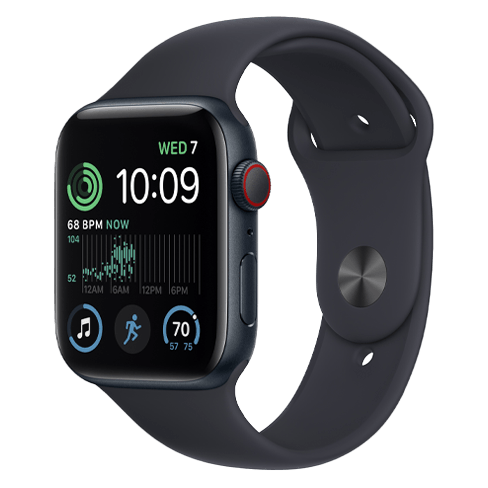 Apple Watch SE (2022) GPS + Cellular 44mmAluminium Case (eSIM) išmanusis laikrodis Midnight 2 img.