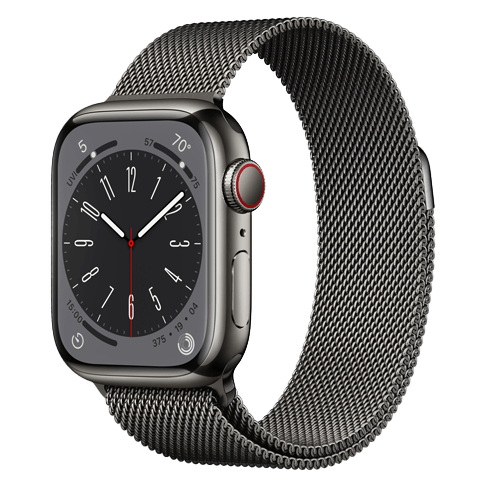 Apple Watch Series 8 GPS + Cellular 41mmStainless Steel (eSIM) išmanusis laikrodis Graphite 2 img.