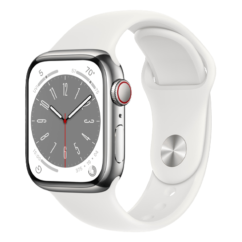 Apple Watch Series 8 GPS + Cellular 41mm Stainless Steel (eSIM) išmanusis laikrodis Silver 2 img.