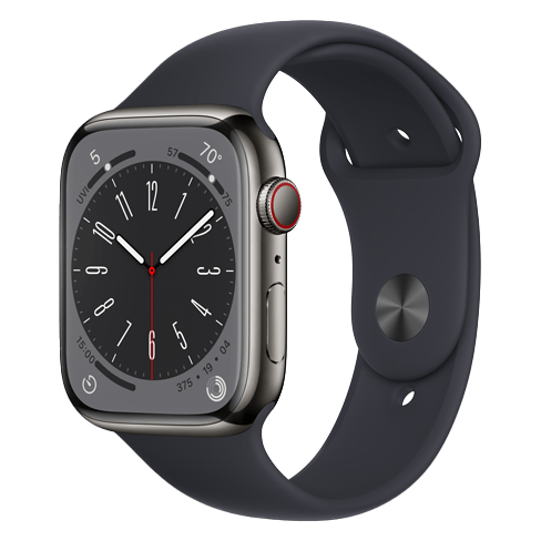 Apple Watch Series 8 GPS + Cellular 45mm Stainless Steel (eSIM) išmanusis laikrodis Graphite 2 img.