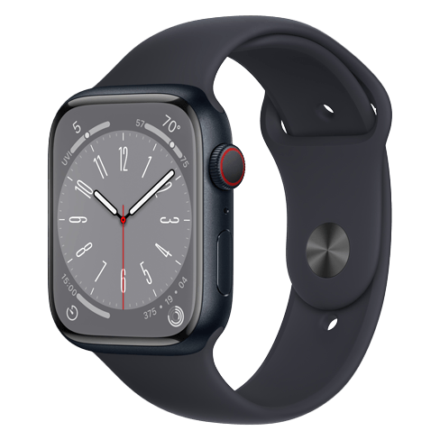 Apple Watch Series 8 GPS + Cellular 45mm Aluminium Case (eSIM) išmanusis laikrodis Midnight 2 img.