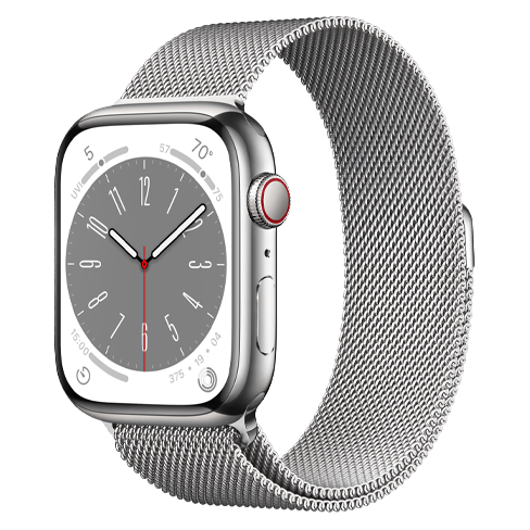 Apple Watch Series 8 GPS + Cellular 45mm Stainless Steel (eSIM) išmanusis laikrodis Silver 2 img.