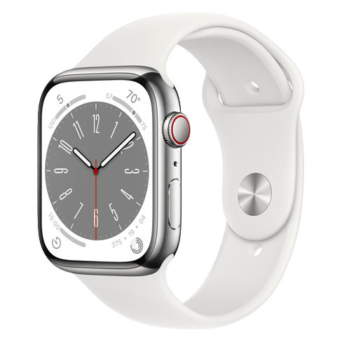 Apple Watch Series 8 GPS + Cellular 45mmStainless Steel (eSIM) išmanusis laikrodis Silver 2 img.