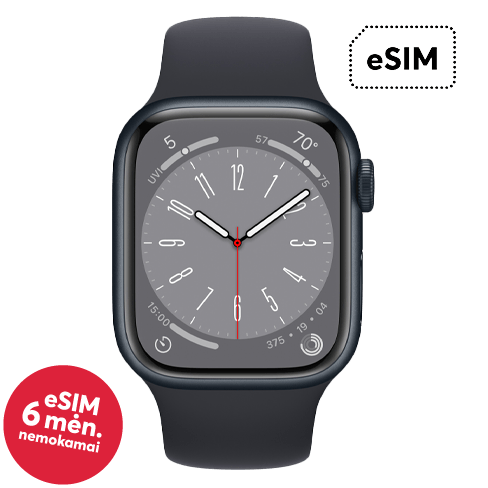 Watch Series 8 GPS + Cellular 41mm Aluminium Case (eSIM) išmanusis laikrodis