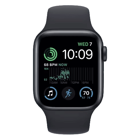 Apple Watch SE (2022) GPS + Cellular 44mmAluminium Case (eSIM) išmanusis laikrodis Midnight 1 img.