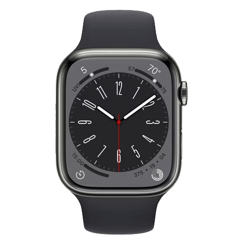 Apple Watch Series 8 GPS + Cellular 45mm Stainless Steel (eSIM) išmanusis laikrodis Graphite 1 img.