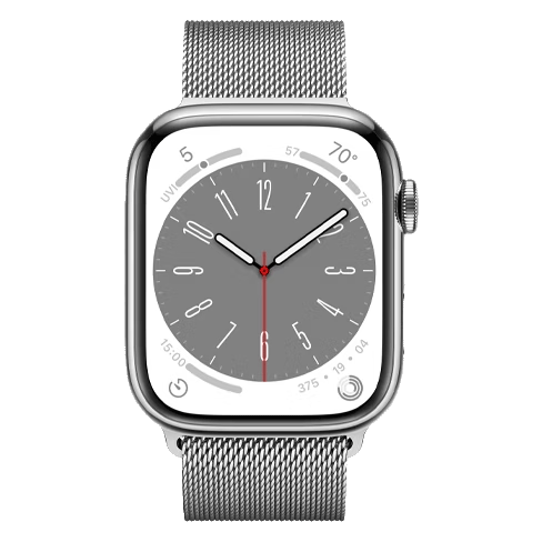 Apple Watch Series 8 GPS + Cellular 45mm Stainless Steel (eSIM) išmanusis laikrodis Silver 1 img.