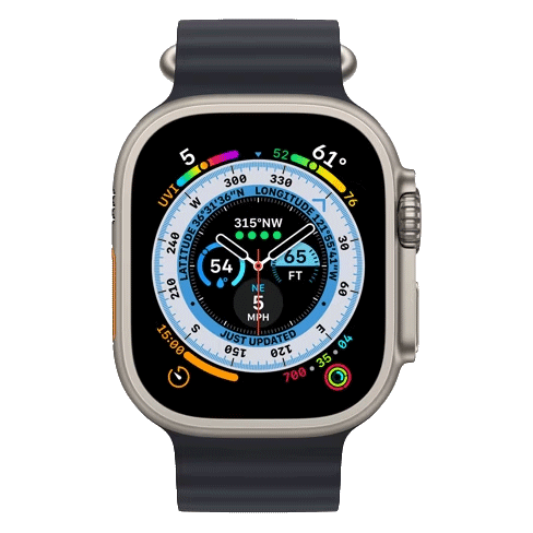 Apple Watch Ultra GPS + Cellular 49mm Ocean BandTitanium Case (eSIM) išmanusis laikrodis Midnight 1 img.