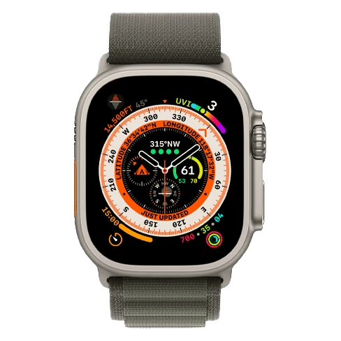 Apple Watch Ultra GPS + Cellular 49mm SmallTitanium Case (eSIM) išmanusis laikrodis MIDNIGHT GREEN 1 img.