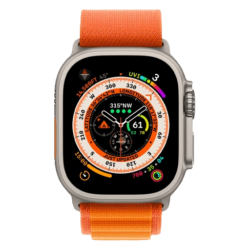 Apple Watch Ultra GPS + Cellular 49mm Medium Titanium Case (eSIM) išmanusis laikrodis Orange 1 img.