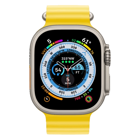 Apple Watch Ultra GPS + Cellular 49mm Ocean BandTitanium Case (eSIM) išmanusis laikrodis Yellow 1 img.