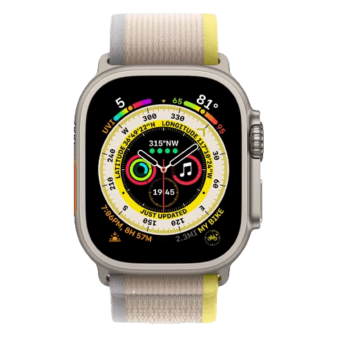 Apple Watch Ultra GPS + Cellular 49mm M/L Titanium Case (eSIM) išmanusis laikrodis Yellow 1 img.