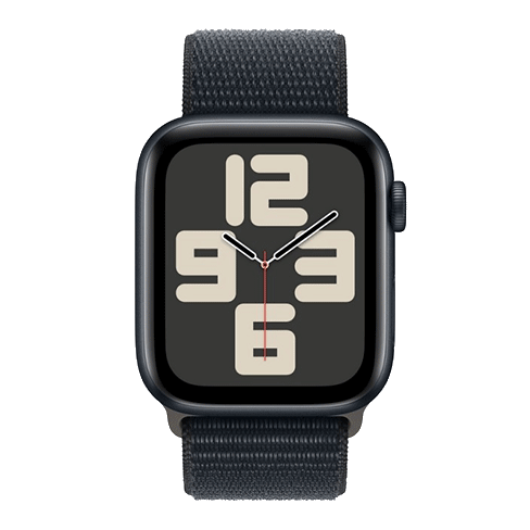 Apple Watch SE (2023) GPS + Cellular 44mm Aluminium Case with Sport Loop (eSIM) išmanusis laikrodis Midnight 1 img.