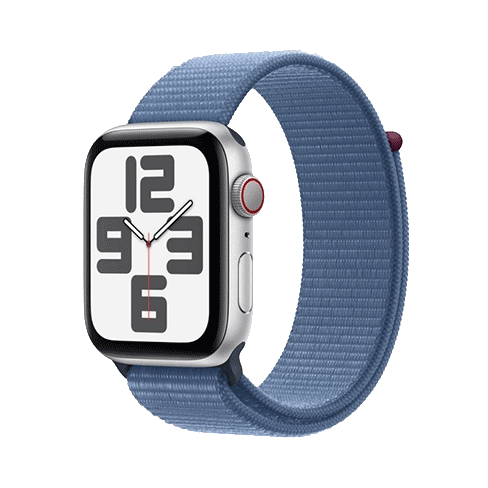 Apple Watch SE (2023) GPS + Cellular 44mm Aluminium Case with Sport Loop (eSIM) išmanusis laikrodis Silver 2 img.
