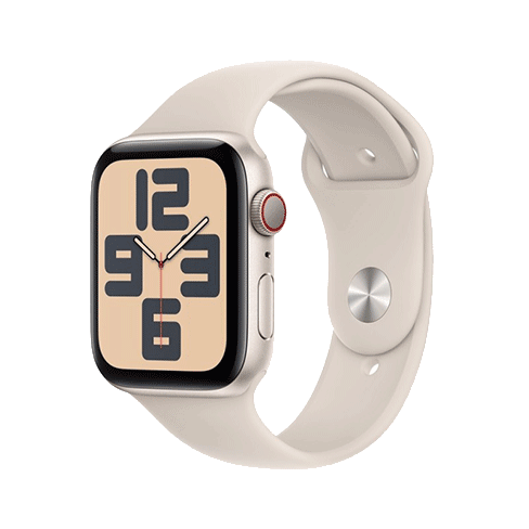 Apple Watch SE (2023) GPS + Cellular 44mm Aluminium Case with Sport Band - M/L (eSIM) išmanusis laikrodis Starlight 2 img.