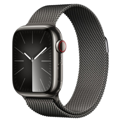 Apple Watch Series 9 GPS + Cellular 41mm Stainless Steel Case with Milanese Loop (eSIM) išmanusis laikrodis Graphite 2 img.