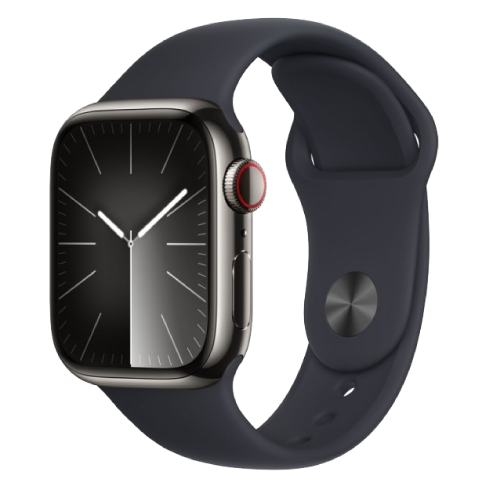 Apple Watch Series 9 GPS + Cellular 41mm Stainless Steel Case with Sport Band - S/M (eSIM) išmanusis laikrodis Graphite 2 img.