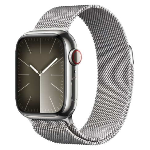 Apple Watch Series 9 GPS + Cellular 41mm Stainless Steel Case with Milanese Loop (eSIM) išmanusis laikrodis Silver 2 img.