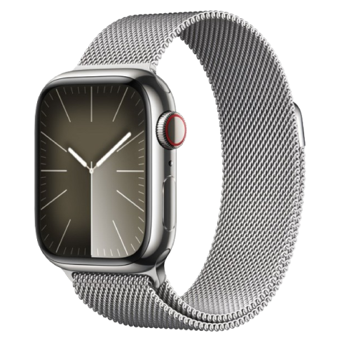 Apple Watch Series 9 GPS + Cellular 45mm Stainless Steel Case with Milanese Loop (eSIM) išmanusis laikrodis Silver 2 img.