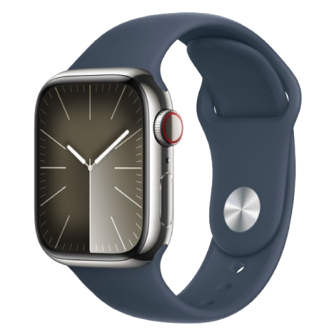 Apple Watch Series 9 GPS + Cellular 41mm Stainless Steel Case with Sport Band - M/L (eSIM) išmanusis laikrodis Silver 2 img.