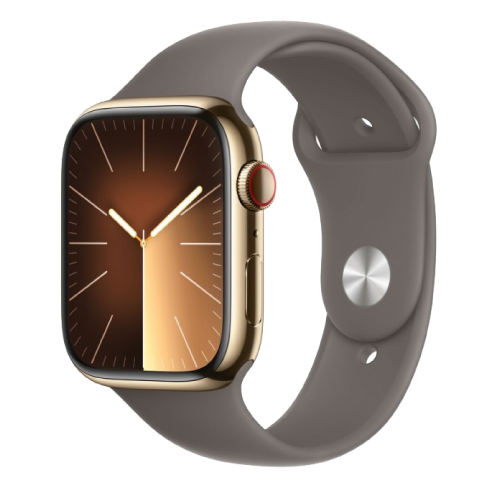 Apple Watch Series 9 GPS + Cellular 45mm Stainless Steel Case with Sport Band - M/L (eSIM) išmanusis laikrodis Gold 2 img.