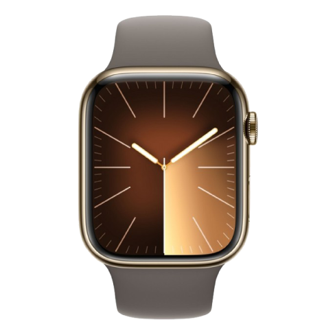 Apple Watch Series 9 GPS + Cellular 45mm Stainless Steel Case with Sport Band - M/L (eSIM) išmanusis laikrodis Gold 1 img.