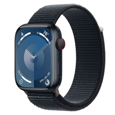 Apple Watch Series 9 GPS + Cellular 45mm Aluminium Case with Sport Loop (eSIM) išmanusis laikrodis Midnight 2 img.
