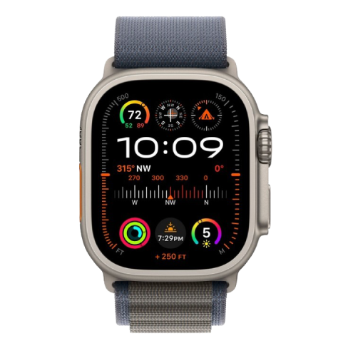 Apple Watch Ultra 2 GPS + Cellular 49mm Titanium Case with Olive Alpine Loop - Medium (eSIM) išmanusis laikrodis Blue 1 img.