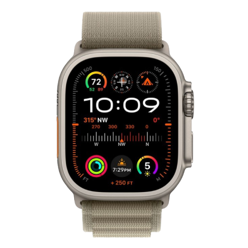 Apple Watch Ultra 2 GPS + Cellular 49mm Titanium Case with Alpine Loop - Small (eSIM) išmanusis laikrodis Olive 1 img.