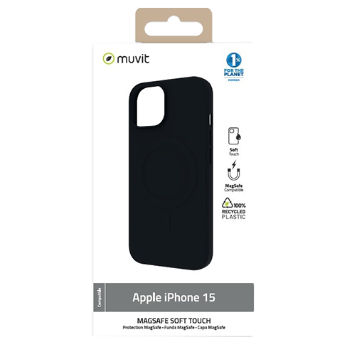 Muvit Apple iPhone 15 MagSafe Soft Touch dėklas Black 1 img.