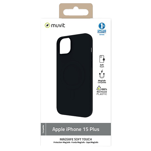 Muvit Apple iPhone 15 Plus MagSafe Soft Touch dėklas Black 1 img.