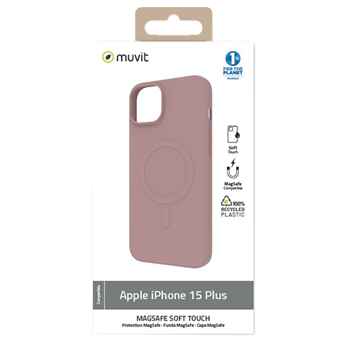 Muvit Apple iPhone 15 Plus MagSafe Soft Touch dėklas Chalk Pink 1 img.