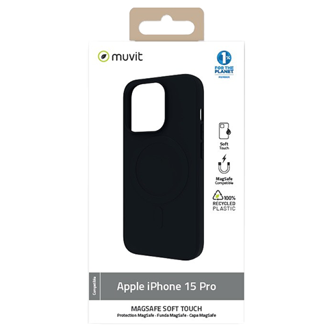 Muvit Apple iPhone 15 Pro MagSafe Soft Touch dėklas Black 1 img.