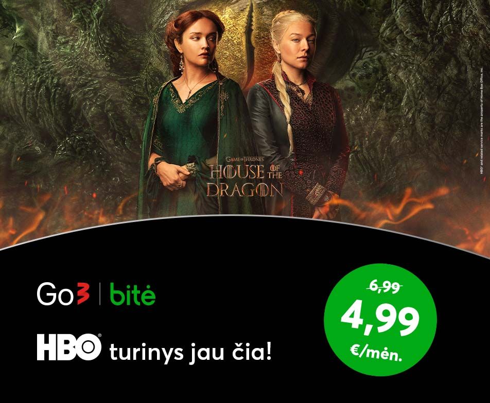 HBO turinys BITĖS Go3 televizijoje - vos 4,99€ per mėnesį