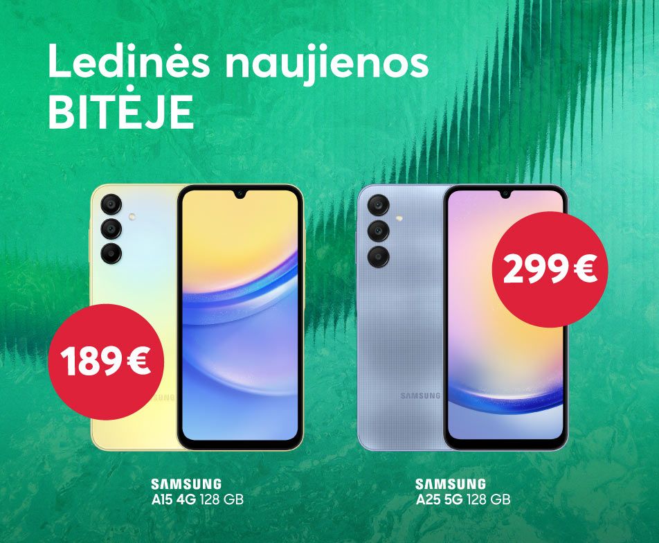 Ledinės Samsung naujienos BITĖJE - Galaxy A15 už 189€ bei Galaxy A25 už 299€