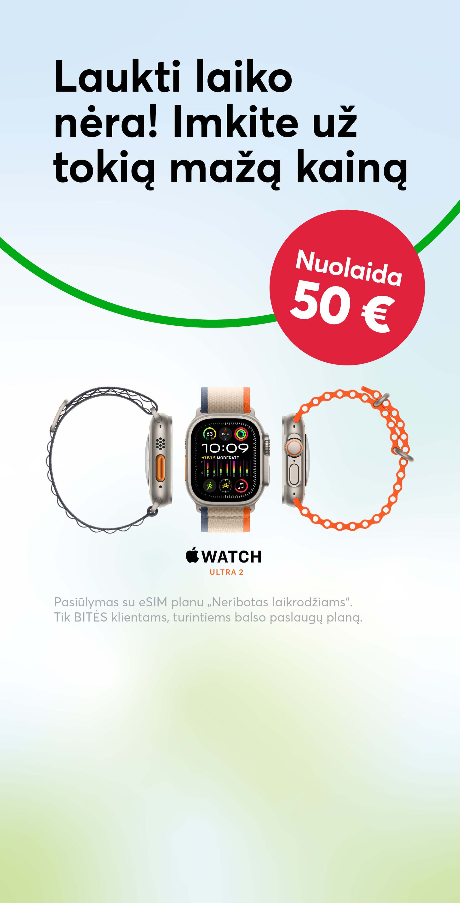 Nėra laiko laukti - speciali 50 eurų nuolaida Apple Watch Ultra 2