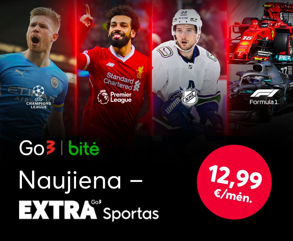Go3 naujiena - EXTRA sporto turinys už 12,99 eur. per mėnesį