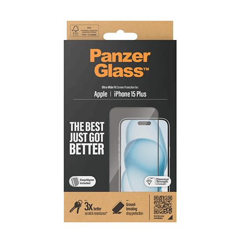 PanzerGlass Apple iPhone 15 Plus Ultra-Wide EasyAligner ekrano apsauginis stiklas 2 img.