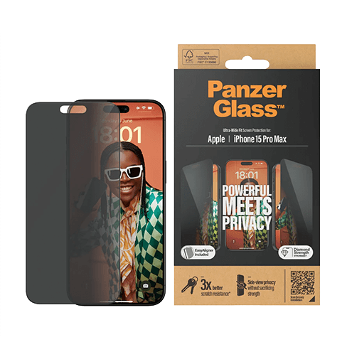 PanzerGlass Apple iPhone 15 Pro Max Ultra-Wide Fit Privacy ekrano apsauginis stiklas 1 img.