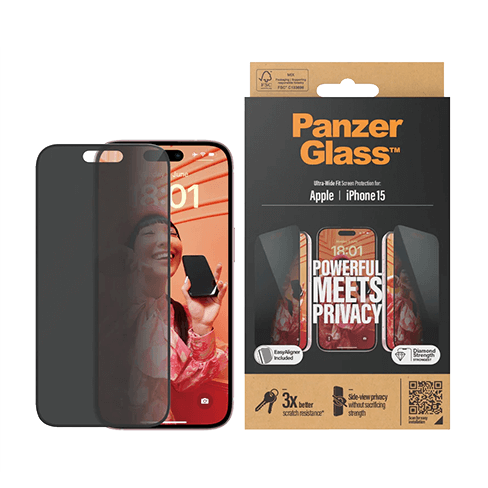 PanzerGlass Apple iPhone 15 Ultra-Wide Fit Privacy ekrano apsauginis stiklas 1 img.