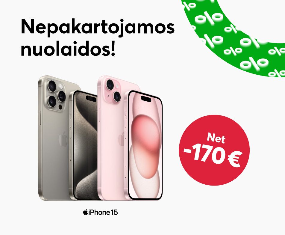 Puikus metas įsigyti iPhone 15 - nuolaidos net iki 170 eurų
