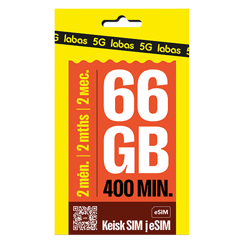 LABAS pakuotė 2 MĖNESIAI 66 GB + 400 MIN. 1 img.
