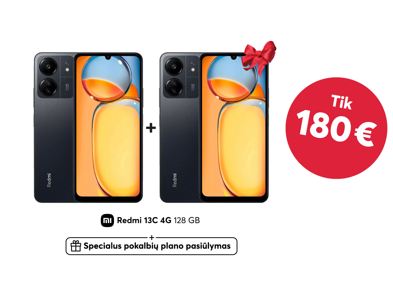 Ypatingas Xiaomi Redmi 13C pasiūlymas - du už vieno kainą!