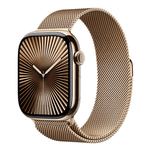 Apple Watch Series 10 GPS+LTE 46mm Titanium Case w/ Milanese Loop M/L išmanusis laikrodis Gold 2 img.