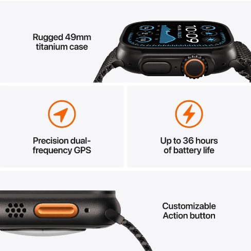 Apple Watch Ultra 2 GPS+LTE 49mm Titanium Case w/ Alpine Loop Medium išmanusis laikrodis Black 3 img.