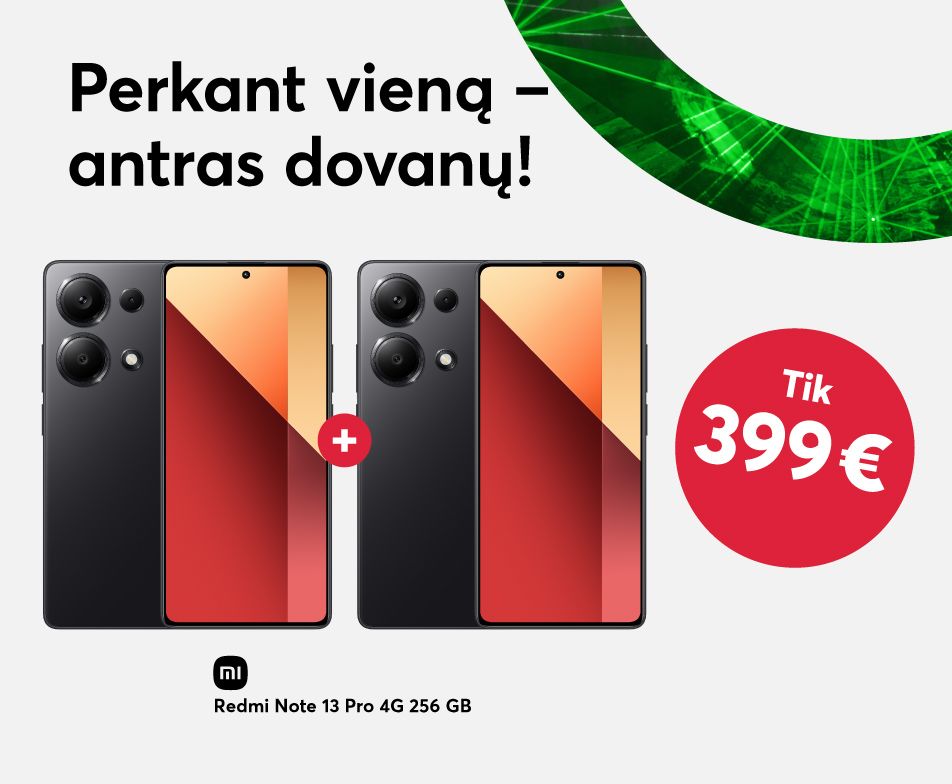 Perkant Xiaomi Redmi Note 13 Pro išmanųjį telefoną, antras dovanų!