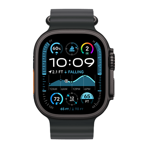 Apple Watch Ultra 2 GPS+LTE 49mm Titanium Case w/ Ocean Band išmanusis laikrodis Black 1 img.